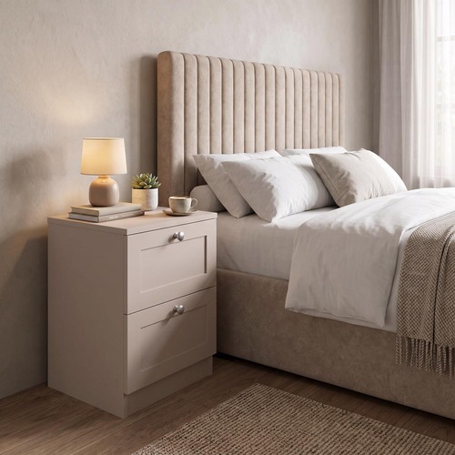 Beige drawer bedside table - drawer,