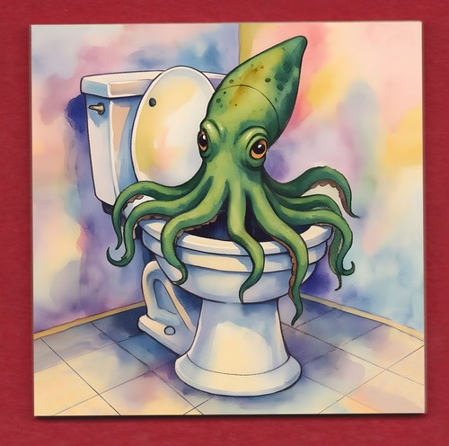 Ocotpus toilet door - toilet,