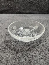Beautiful vintage Stuart Crystal dish / bowl Etched floral design - Hall Marked