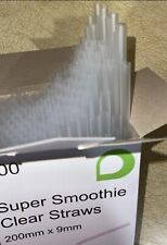 Clear 9mm Wide Straight Jumbo Straws For Milkshakes Smoothies Slush 200mm Long