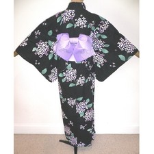 NEW Japanese Yukata Kimono Set + Pre-tied Easy Tsuke Butterfly Bow Obi & 2 Ties.