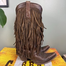 Corral Sierra Fringe Snip Toe Western Boots Brown Size 7.5