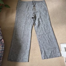 TU Grey Linen Wide Leg Trousers. Size 18R