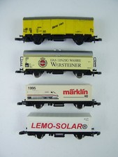 4x Marklin Mini Club Z Gauge Wagons (2x Vans 2x Container Wagons)
