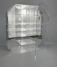 Vtg 1960s Lucite Acrylic Curio Display Case Octagonal Mirrored 20 Compartments