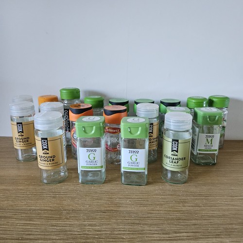 Empty glass spice jars - empty,