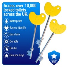 NKS RADAR KEY Disabled Toilet Bathroom Door Access Braille Easy Turn