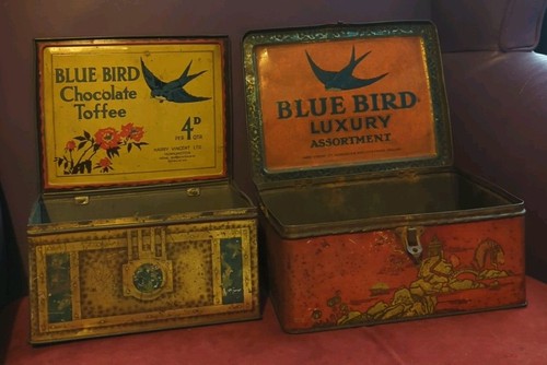 Blue bird toffee - toffee, tins