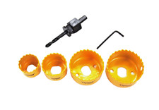 6pc Hole Saw Kit Doors Knob Lock Installation Wood PVC 1-1/4" - 2-1/8" 601012