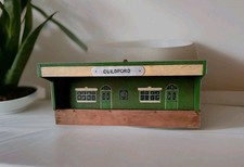 VINTAGE! 1940's/1950's TRAIN STATION PLATFORM WOOD/TIN PLATE GUILDFORD 