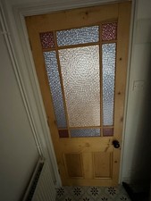  Original Victorian Stained Glass Internal Pine Door