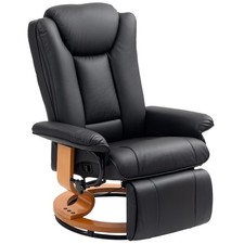 HOMCOM PU Leather Reclining Armchair with Footrest for Living Room, Black