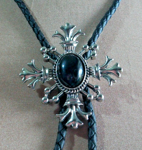 B38 western bolo tie silver - western,