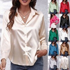 Women's Satin Silk Button-Up