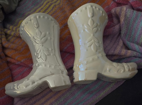 White cowboy boot - white, candles