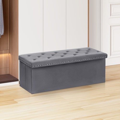 Gray velvet tufted - tufted, folding