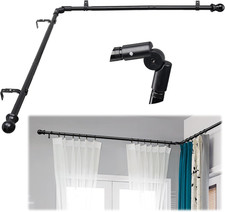 L-Shaped Curtain Pole for Bay Windows 76–345cm – Heavy Duty 2.5cm Rod