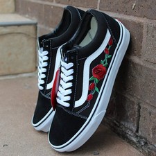 Vans Black Old Skool Red Rose