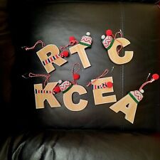 WOODEN SHABBY-CHIC ALPHABET CHRISTMAS TREE DECORATION INITIAL LETTERS GIFT TAG 
