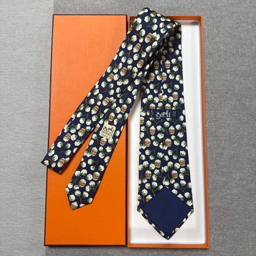 Hermes tie navy blue floral - navy,