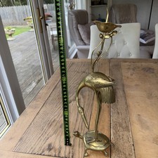 Asian Brass Crane Turtle Statue Figure Vintage Large 36cm