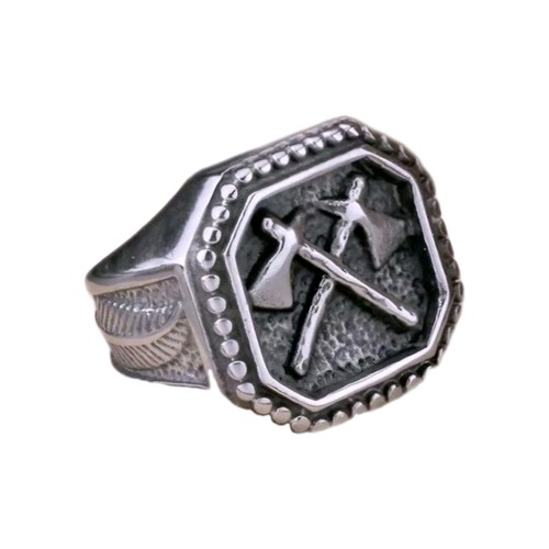 Mens viking axe signet - axe, ring
