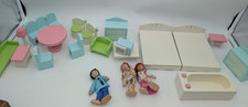 Wooden ASDA Dolls House Furnture large lot Dinning Room, Bed Room, Bathroom