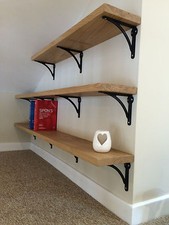 Solid Oak floating shelf, wooden shelf, free concealed brackets, cut to measure