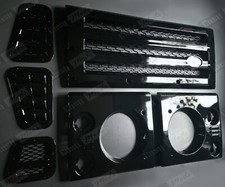 For Land Rover Defender Grill Headlamp Surround Vents Kit Gloss Black Mesh