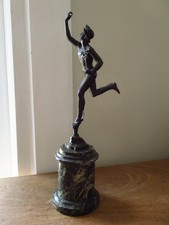 ANTIQUE GRAND TOUR MERCURY BRONZE MARBLE STATUE SCULPTURE AFTER GIAMBOLOGNA
