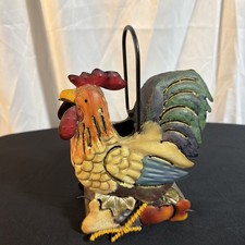 Colorful Tin Rooster Decor -