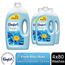 Comfort Fresh Blue Skies Liquid Fabric Conditioner, 80 Washes 2.4L, 4 Pack