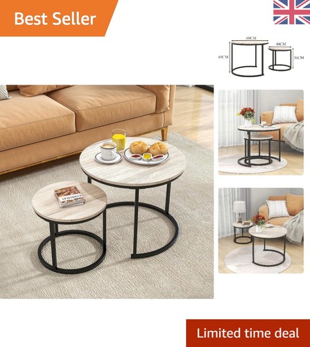 Stylish oak and metal round - oak,