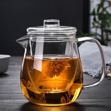 Heat-Resistant Teapot With Glass Tea Strainer Infuser Flower Kettle Teawear Set