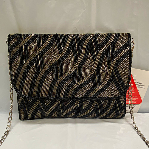 Beaded geometric clutch bag - beaded,