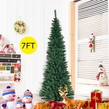 210 cm Artificial Pencil Slim Christmas Tree with Metal Stand