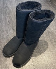 UGG Australia Women Classic Tall Black Suede 5815 Sheepskin Boot W8 UK6 EU39 VGC