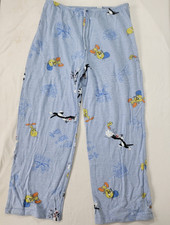 Looney Tunes Women's PJ Pajama Pants Blue Tweety Bird Sylvester Vintage LARGE