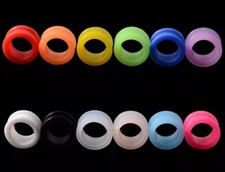 Silicone Ear Tunnels Stretchers Double Flared Plug Plain Colour