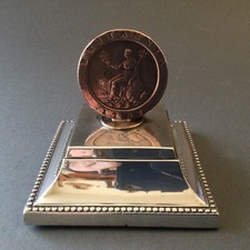 Solid Silver George III Penny Paperweight Hallmarked Sheffield 1911 Penny 1797