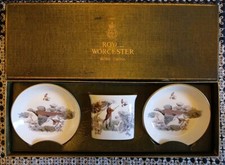 Royal Worcester Hunting / Pheasants Fine Bone China 3-Piece Set Boxed (B.9)