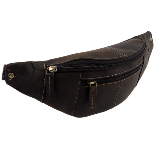 Oil leather waist bum bag - waist, by