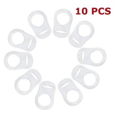 10 Pcs Soft Silicone Button MAM Ring Dummy Pacifier Holder Clip Adapter Clear