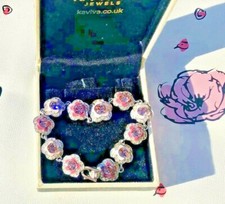 Floral Silver & Pink Charm Bracelet Gift Offer FAST 1 DAY SHIPPING