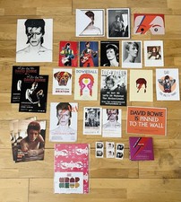RARE COLLECTION OF DAVID BOWIE FLYERS, CARDS, STAMPS & STARMAN WRAPPING PAPER