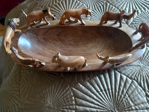 Wooden safari bowl african - wooden,