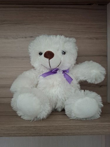 White soft teddy bear - white,