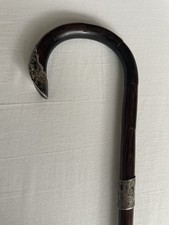 Victorian Bamboo Cane Stick With Sterling Silver Mount 