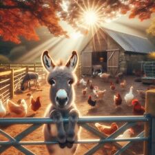 Little Donkey Says Hello.  Colourful Folded Greeting Card, Blank + envelope. New