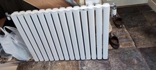White Modern Double Oval Pipe radiator with brackets And Thermostat 600x 830mm